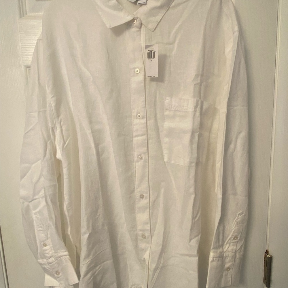 Old Navy White Linen “Boyfriend” Shirt